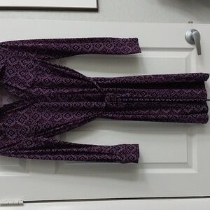 A Ellen Tracy 3/4 button down dress.  It's purple and navy.  Size XS